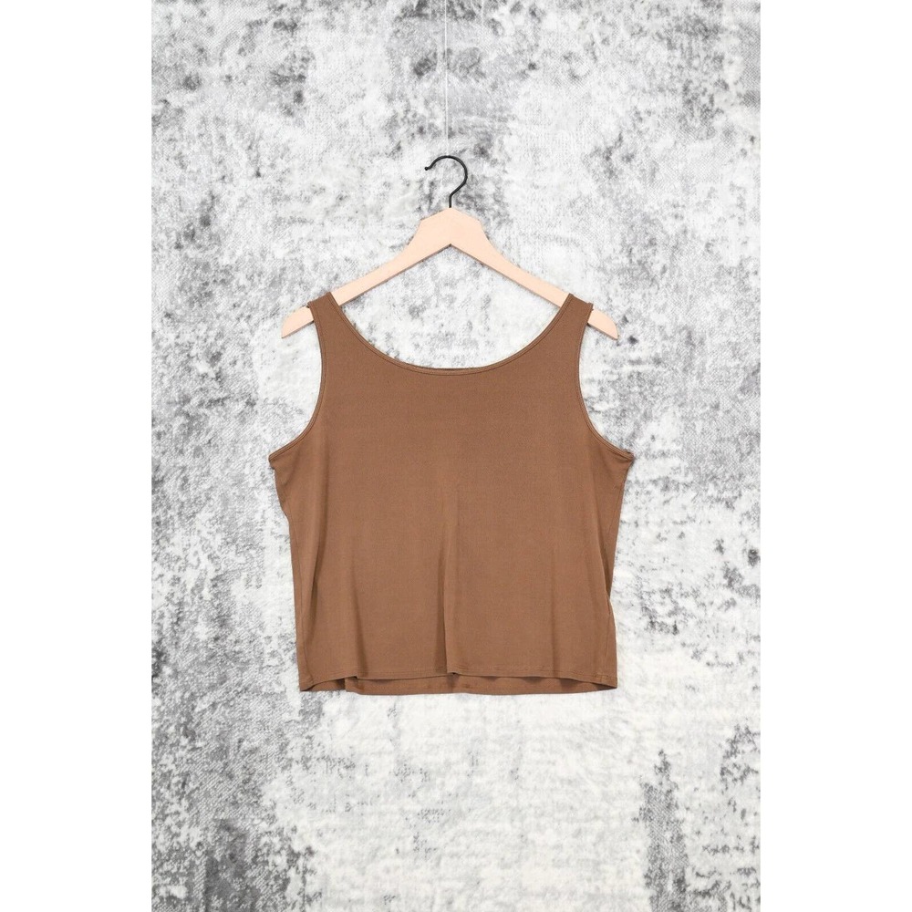 Eileen Fisher Brown Silk Sleeveless Cropped Tank Top